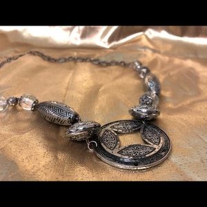 Chunky Silver Beaded Statement Necklace